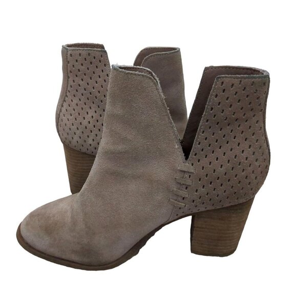 Steve Madden Womens 8 Ankle Boot Slip On Heel Suede Leather Tan - Picture 2 of 9